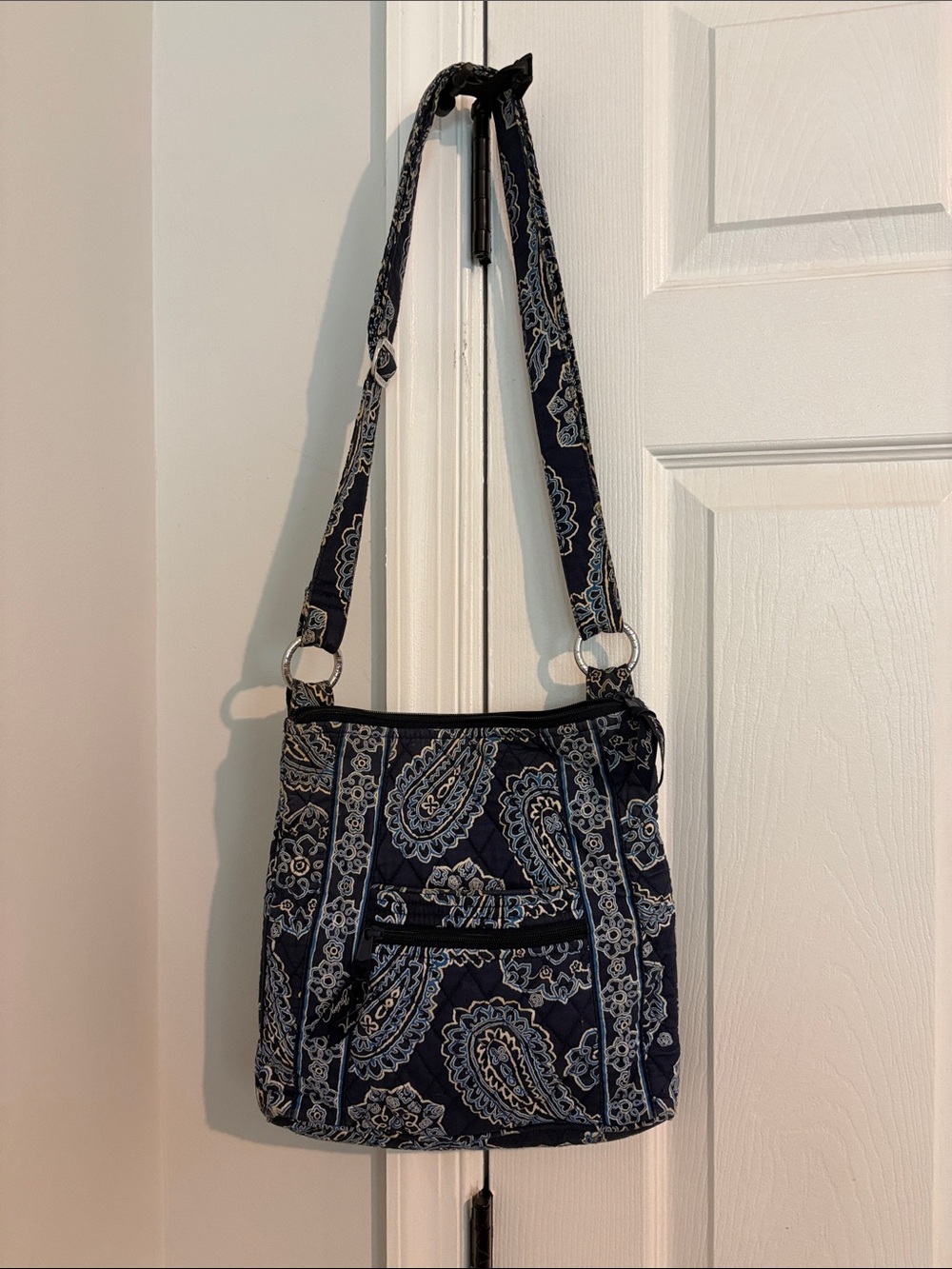 Vera Bradley Navy Paisley Quilted Crossbody Bag